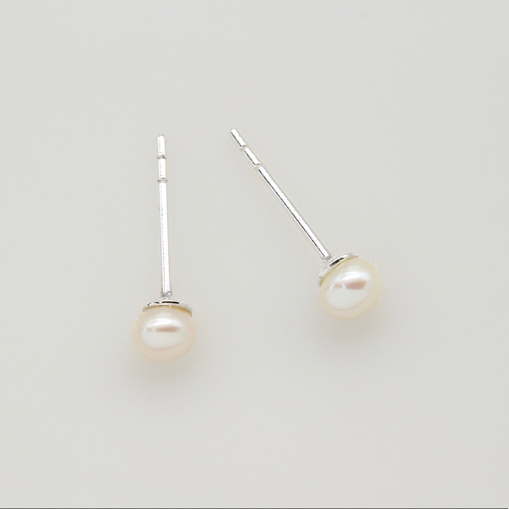 4mm Freshwater Pearl Studs | Sterling Silver
